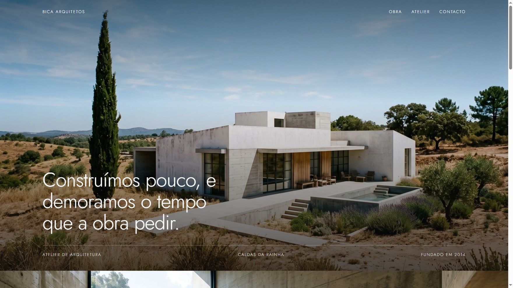 Página principal do site Bica Arquitetos